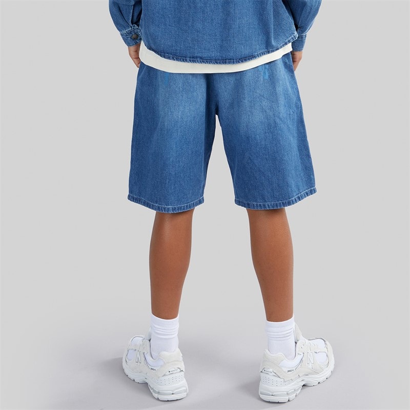 Palm Angels Boys Chambray Shorts Celeste/Light Blue - Image 2