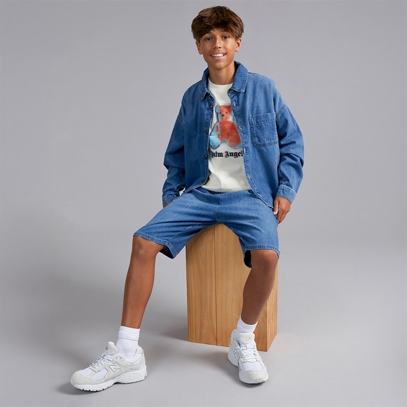 Palm Angels Boys Chambray Shorts Celeste/Light Blue - Image 4
