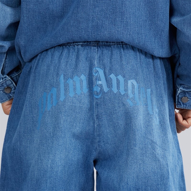 Palm Angels Boys Chambray Shorts Celeste/Light Blue - Image 5