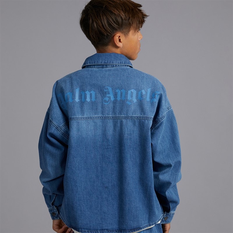 Palm Angels Boys Chambray Overshirt Celeste/Light Blue - Image 2
