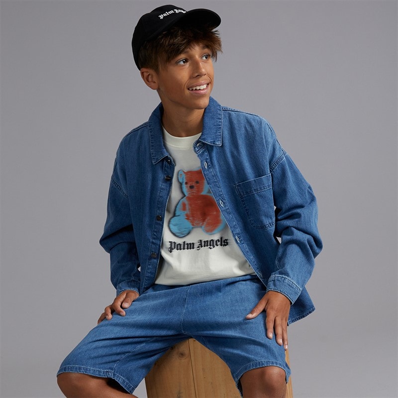 Palm Angels Boys Chambray Overshirt Celeste/Light Blue - Image 3