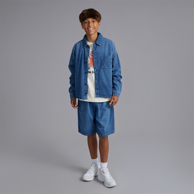 Palm Angels Boys Chambray Overshirt Celeste/Light Blue - Image 4
