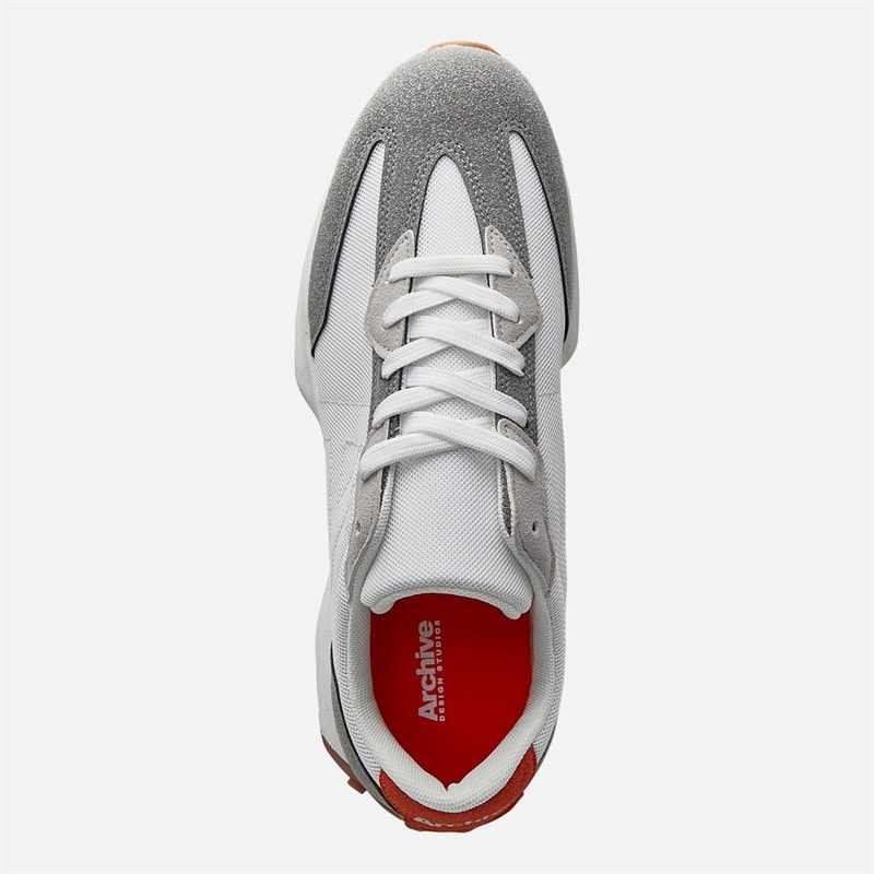 Archive Studios Mens Track Trainers White/Grey/Orange - Image 4