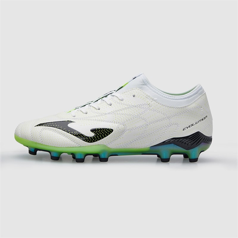 Joma Mens Evolution 25 FG Firm Ground Football Boots White/Fluoro Green - Image 2