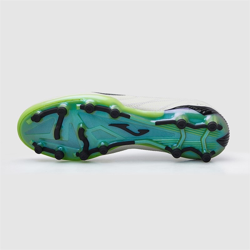 Joma Mens Evolution 25 FG Firm Ground Football Boots White/Fluoro Green - Image 3