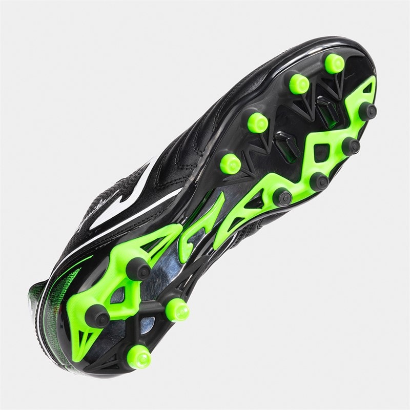 Joma Mens Aguila 25 FG Firm Ground Football Boots Black/Fluoro Green - Image 2