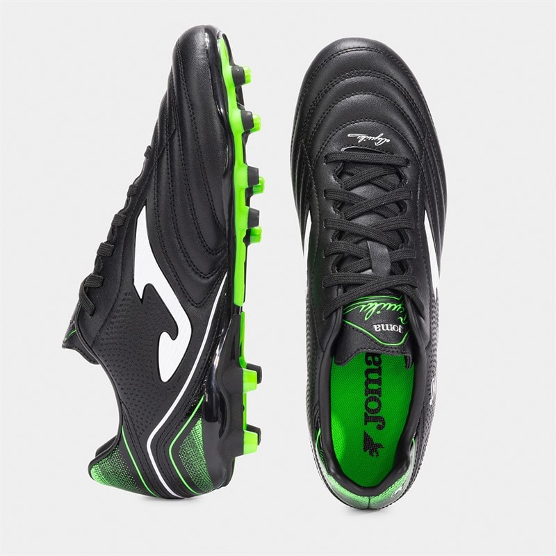 Joma Mens Aguila 25 FG Firm Ground Football Boots Black/Fluoro Green - Image 4
