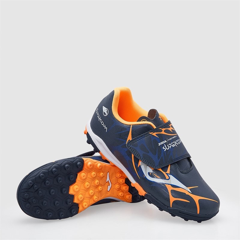 Joma Kids Super Copa 25 TF Astro Turf Football Boots Navy/Fluoro Orange - Image 1