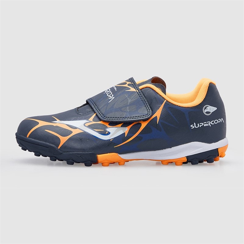 Joma Kids Super Copa 25 TF Astro Turf Football Boots Navy/Fluoro Orange - Image 2