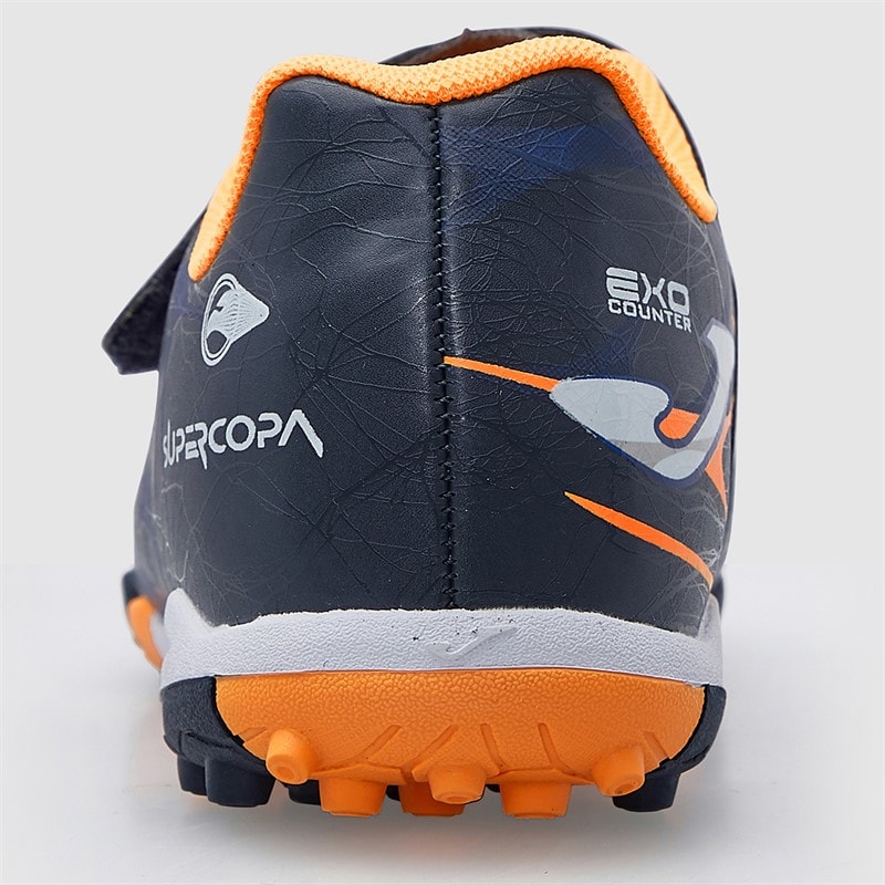 Joma Kids Super Copa 25 TF Astro Turf Football Boots Navy/Fluoro Orange - Image 4