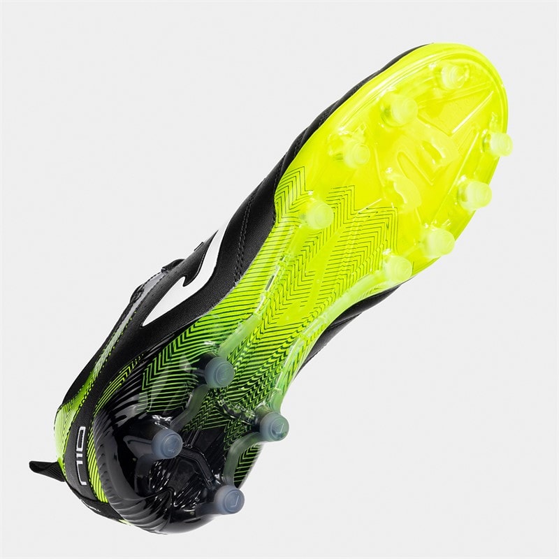 Joma Mens Number-10 25 FG Firm Ground Football Boots Black/Fluoro Yellow - Image 2