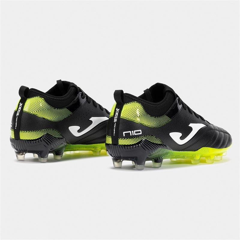 Joma Mens Number-10 25 FG Firm Ground Football Boots Black/Fluoro Yellow - Image 3
