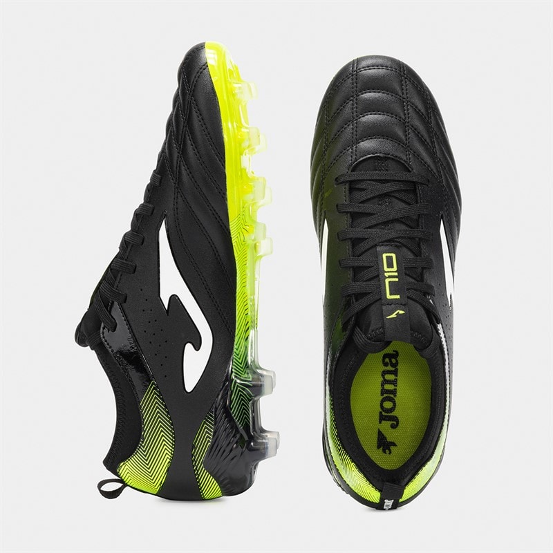 Joma Mens Number-10 25 FG Firm Ground Football Boots Black/Fluoro Yellow - Image 4