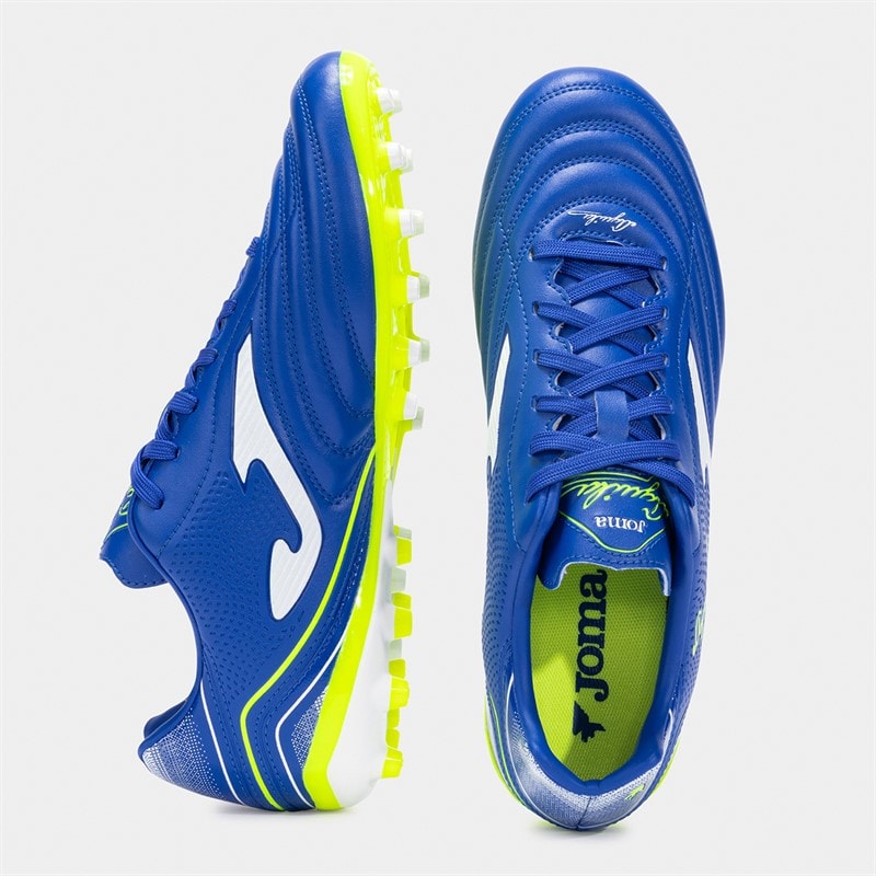 Joma Mens Aguila 25 AG Artificial Grass Football Boots Royal Blue/Fluoro Yellow - Image 2