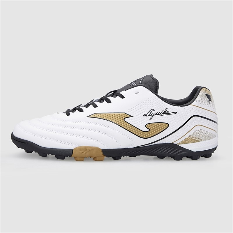 Joma Mens Aguila 25 TF Astro Turf Football Boots White/Gold - Image 2