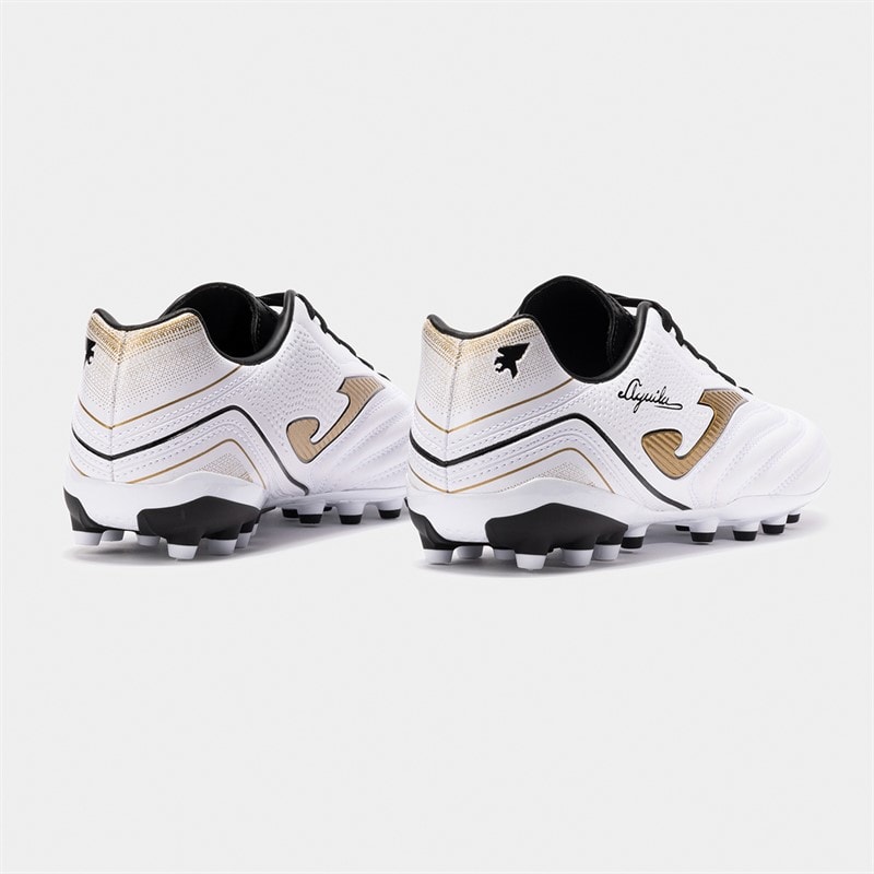 Joma Mens Aguila 25 AG Artificial Grass Football Boots White/Gold - Image 3