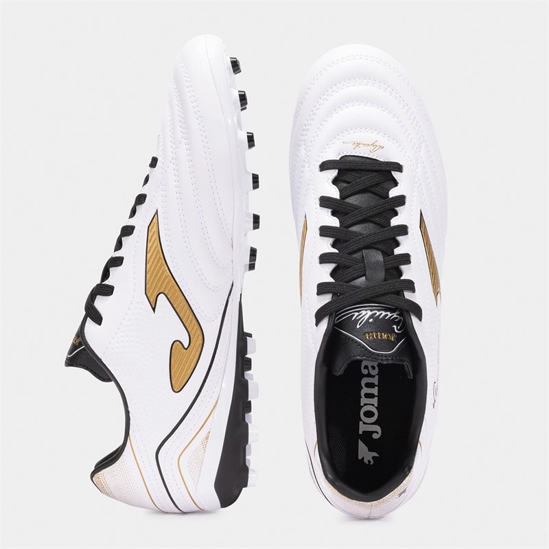 Joma Mens Aguila 25 AG Artificial Grass Football Boots White/Gold - Image 4