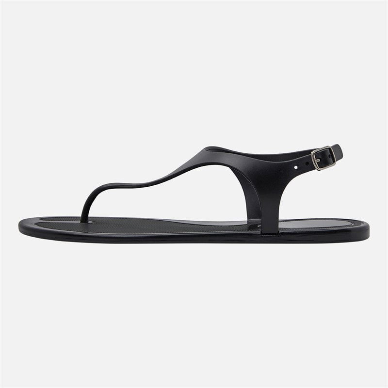 SEQWL Womens Jelly Thong Flat Sandals Black