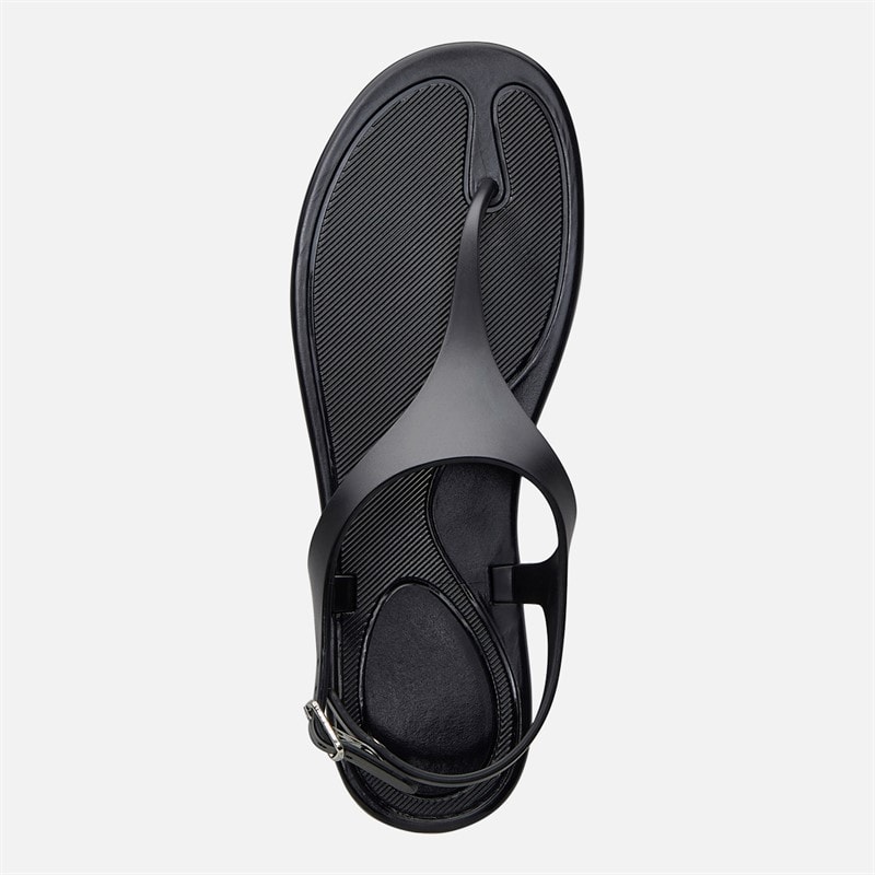 SEQWL Womens Jelly Thong Flat Sandals Black - Image 4