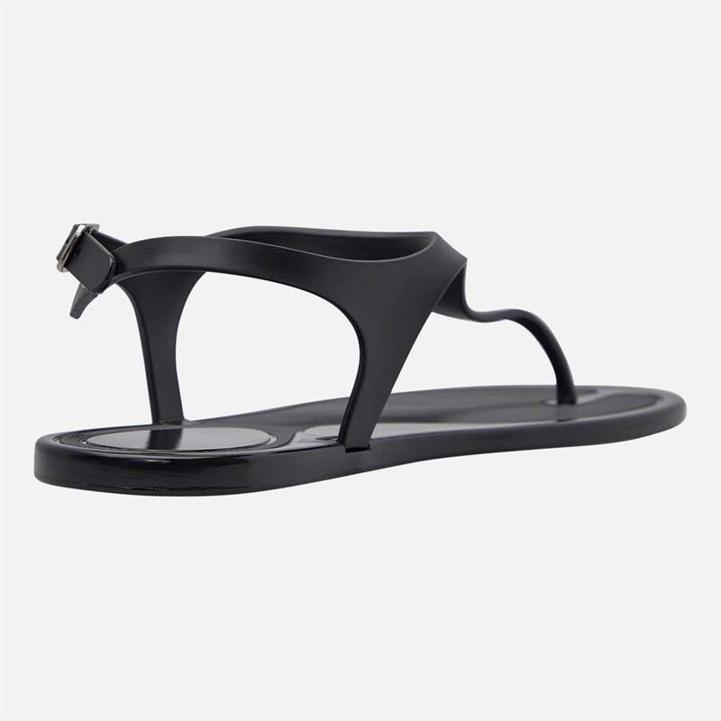 SEQWL Womens Jelly Thong Flat Sandals Black - Image 5