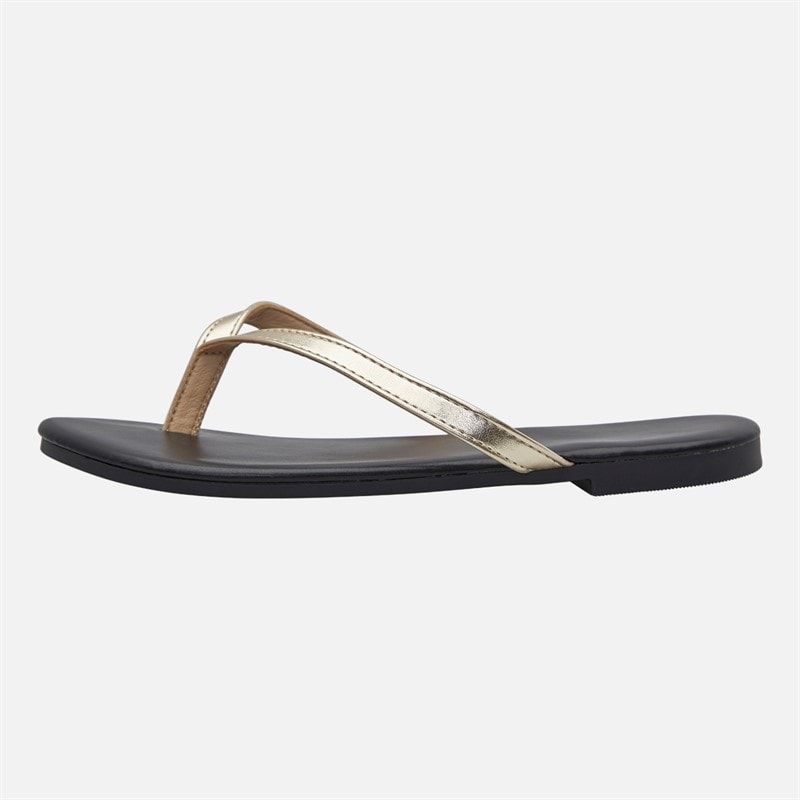 SEQWL Womens Flip Flops Gold