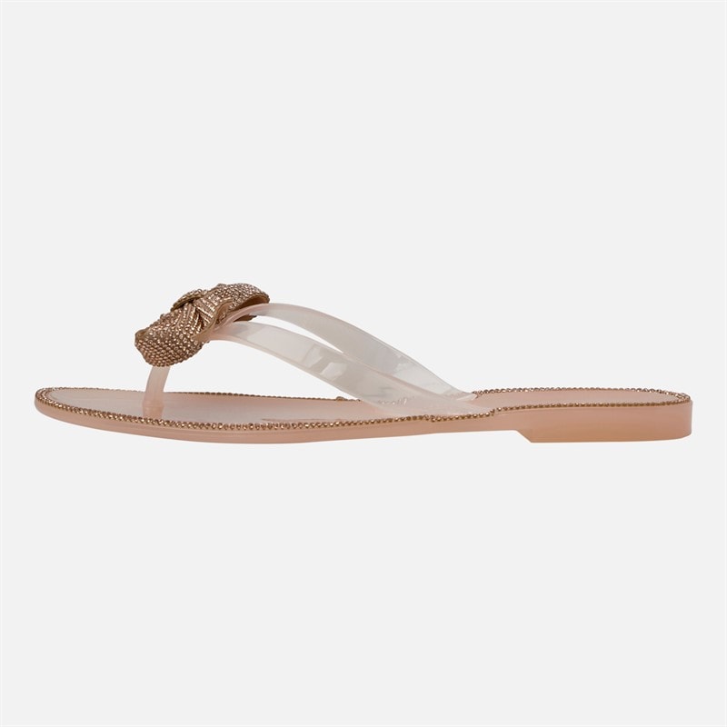 SEQWL Womens Jelly Bow Flip Flops Nude