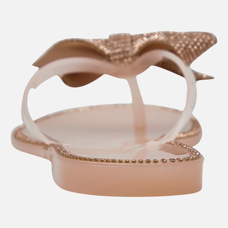 SEQWL Womens Jelly Bow Flip Flops Nude - Image 3