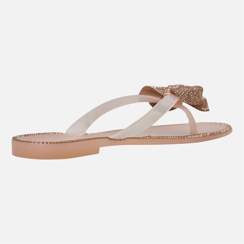 SEQWL Womens Jelly Bow Flip Flops Nude - Image 5