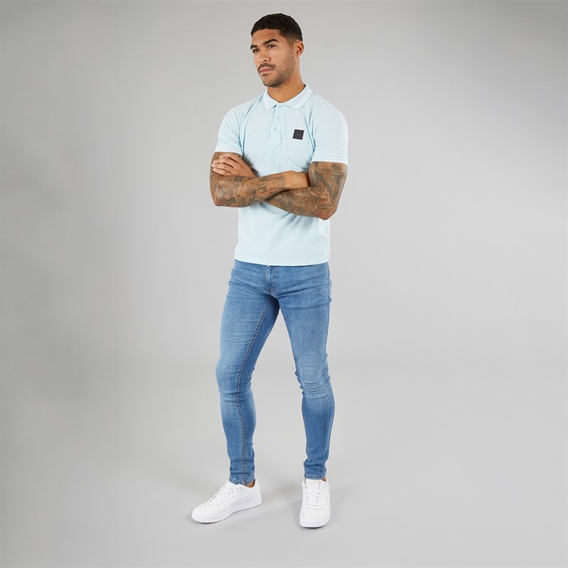 Avant Garde Mens Relate Polo Shirt Sky Blue - Image 3