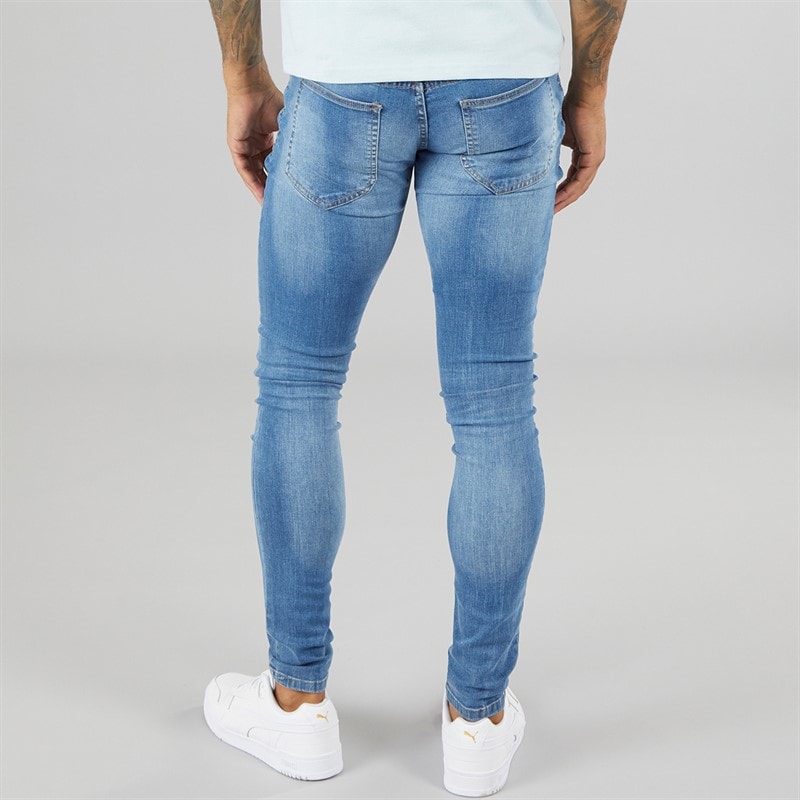 Avant Garde Mens Staple Skinny Stretch Jeans Mid Blue - Image 2