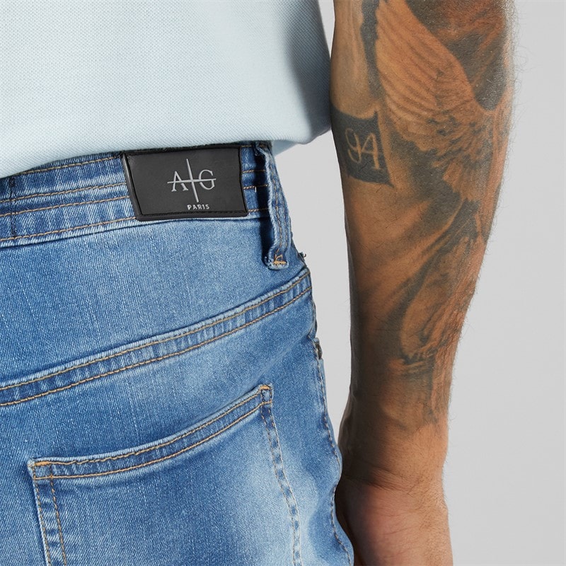 Avant Garde Mens Staple Skinny Stretch Jeans Mid Blue - Image 3