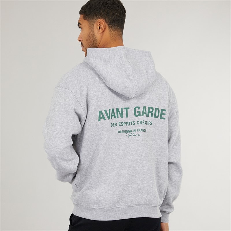 Avant Garde Mens Creatives Hoodie Light Grey Marl - Image 2
