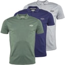 Avant Garde Mens Salton Three Pack Polo Shirts Navy/Light Grey Marl/Khaki
