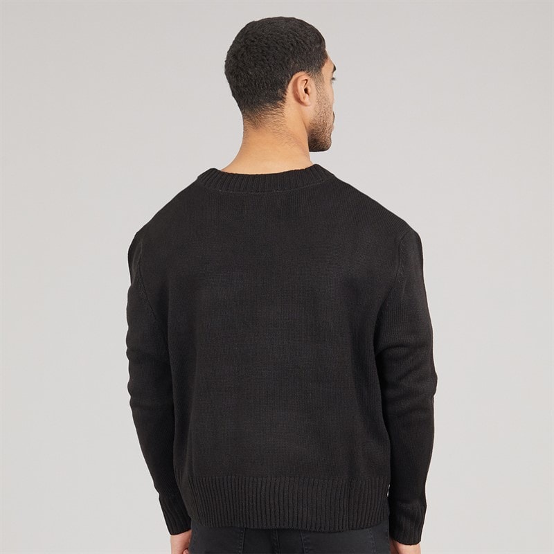 Avant Garde Mens Fielle Logo Relaxed Fit Crew Neck Jumper Black - Image 2