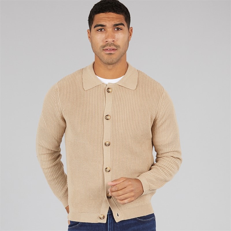 Avant Garde Mens Santon Button Down Cardigan Stone - Image 1