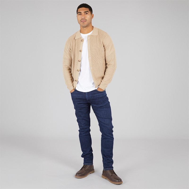 Avant Garde Mens Santon Button Down Cardigan Stone - Image 4