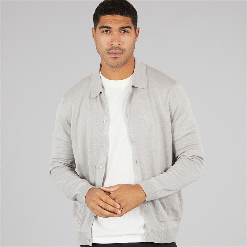 Avant Garde Mens Marsden Button Down Marl Polo Shirt Light Grey Marl - Image 1