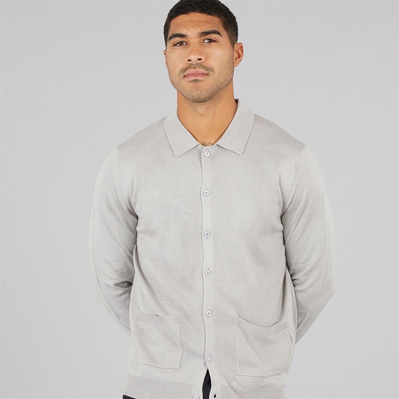 Avant Garde Mens Marsden Button Down Marl Polo Shirt Light Grey Marl - Image 3