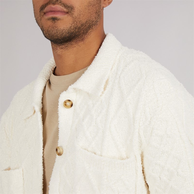 Avant Garde Mens Roan Brushed Cable Shacket Off White - Image 3