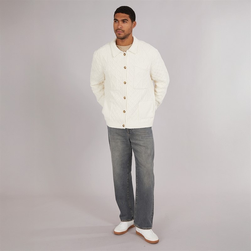 Avant Garde Mens Roan Brushed Cable Shacket Off White - Image 4