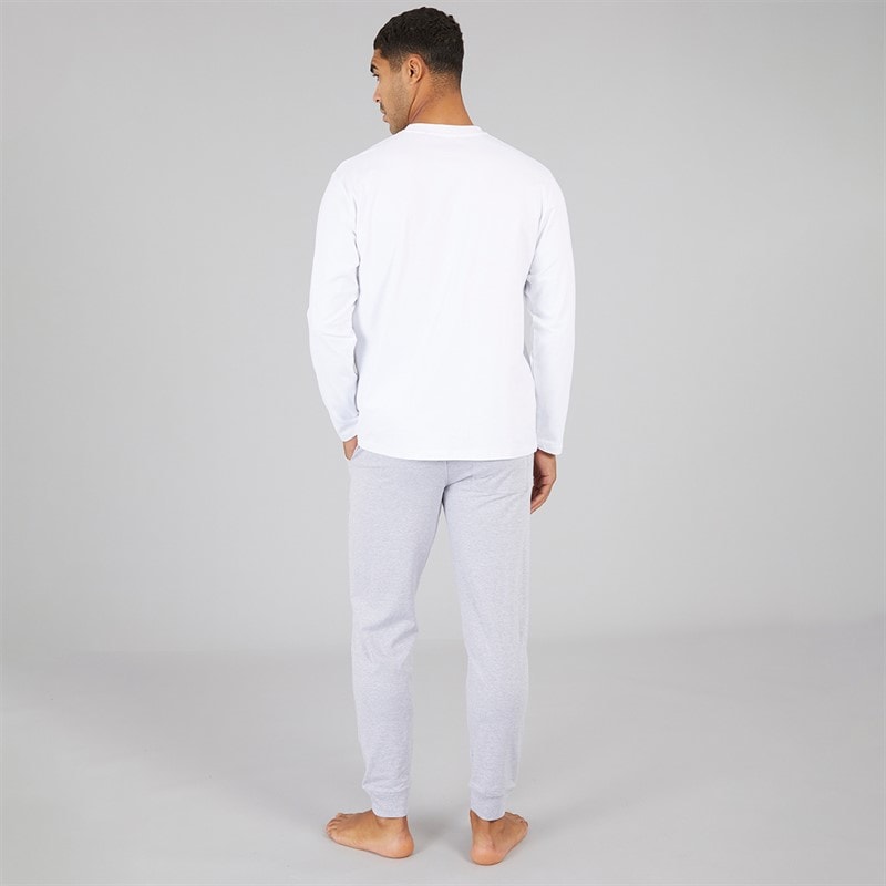 Avant Garde Mens Millienne Long Sleeve Top And Jog Pants Set White/Light Grey Marl - Image 2