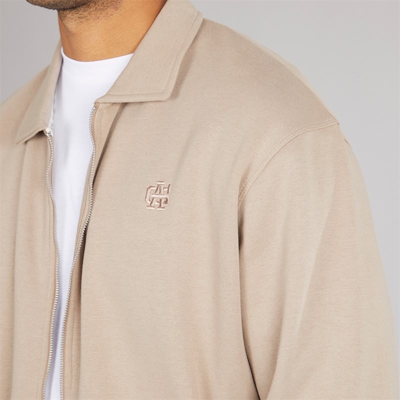 Avant Garde Mens Parker Zip Through Sweatshirt Stone - Image 3