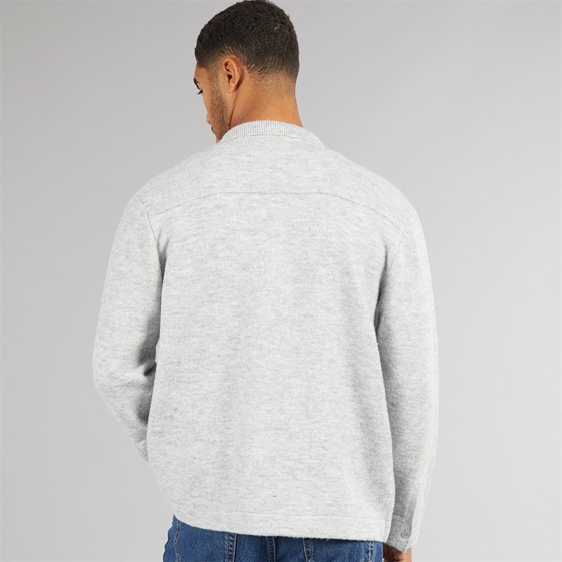 Avant Garde Mens Hearts Brushed Knit Shacket Light Grey Marl - Image 2