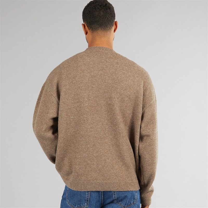 Avant Garde Mens Hearts Knitted Crew Neck Jumper Mink - Image 2