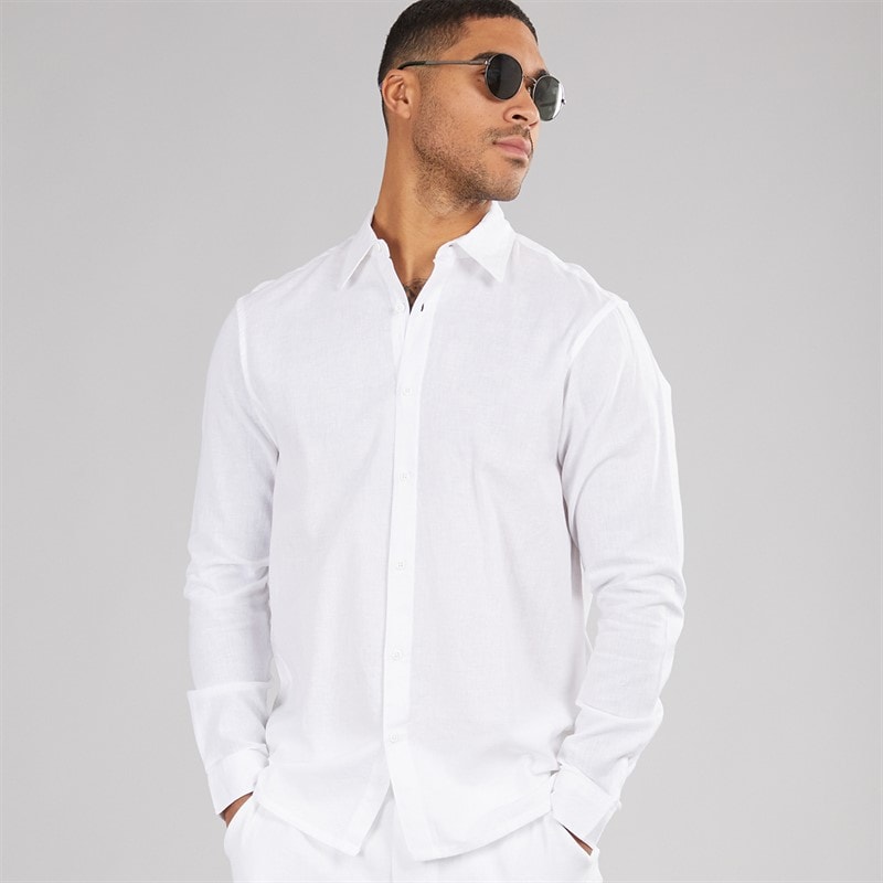 Avant Garde Mens Rustic Linen Shirt White - Image 1