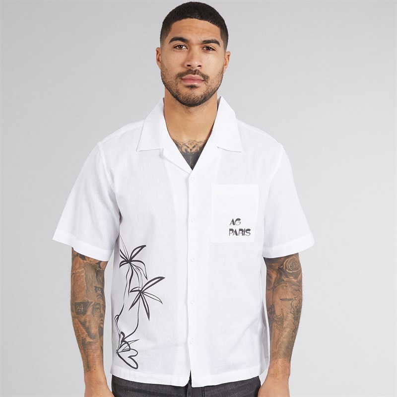 Avant Garde Mens Sketch Linen Shirt White - Image 2