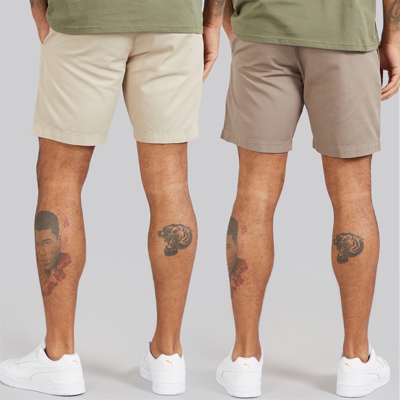 Avant Garde Mens Allard Two Pack Chino Shorts Mink/Stone - Image 2