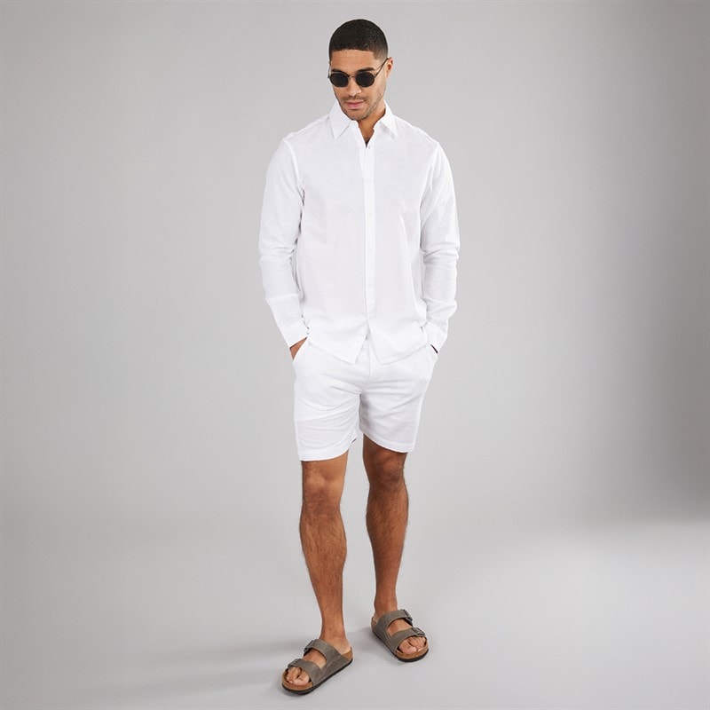 Avant Garde Mens Knight Linen Shorts White - Image 3