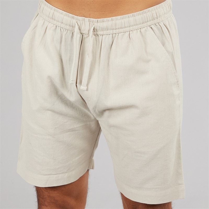 Avant Garde Mens Rustic Linen Shorts Ecru - Image 3