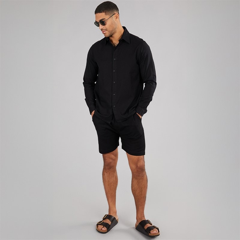 Avant Garde Mens Rustic Linen Shorts Black - Image 3